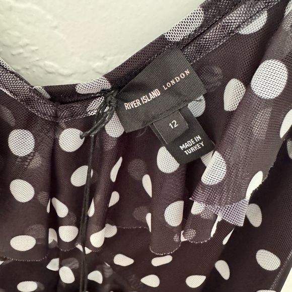 River Island Black Polka Dot One-Shoulder Ruffle Dress NWT - Picture 5 of 8